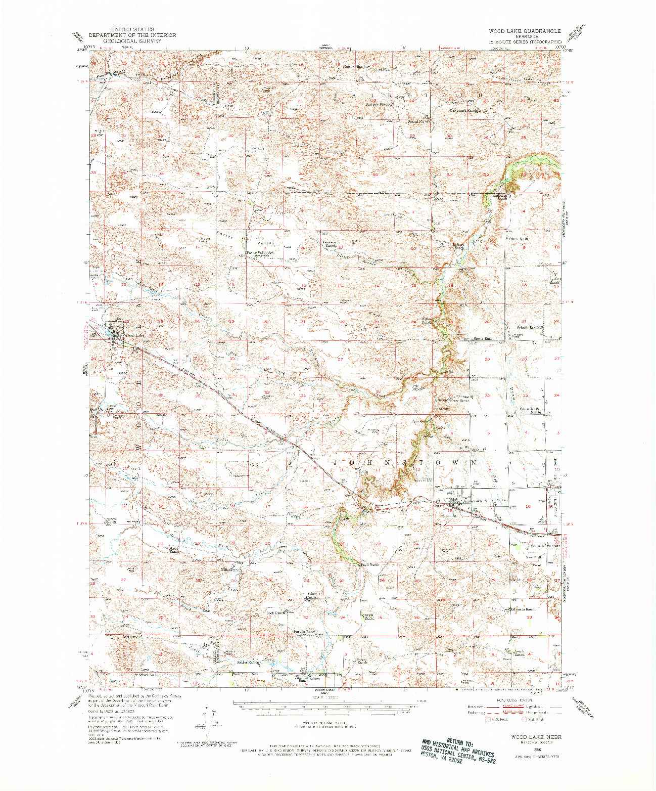 USGS 1:62500-SCALE QUADRANGLE FOR WOLF LAKE, NE 1950