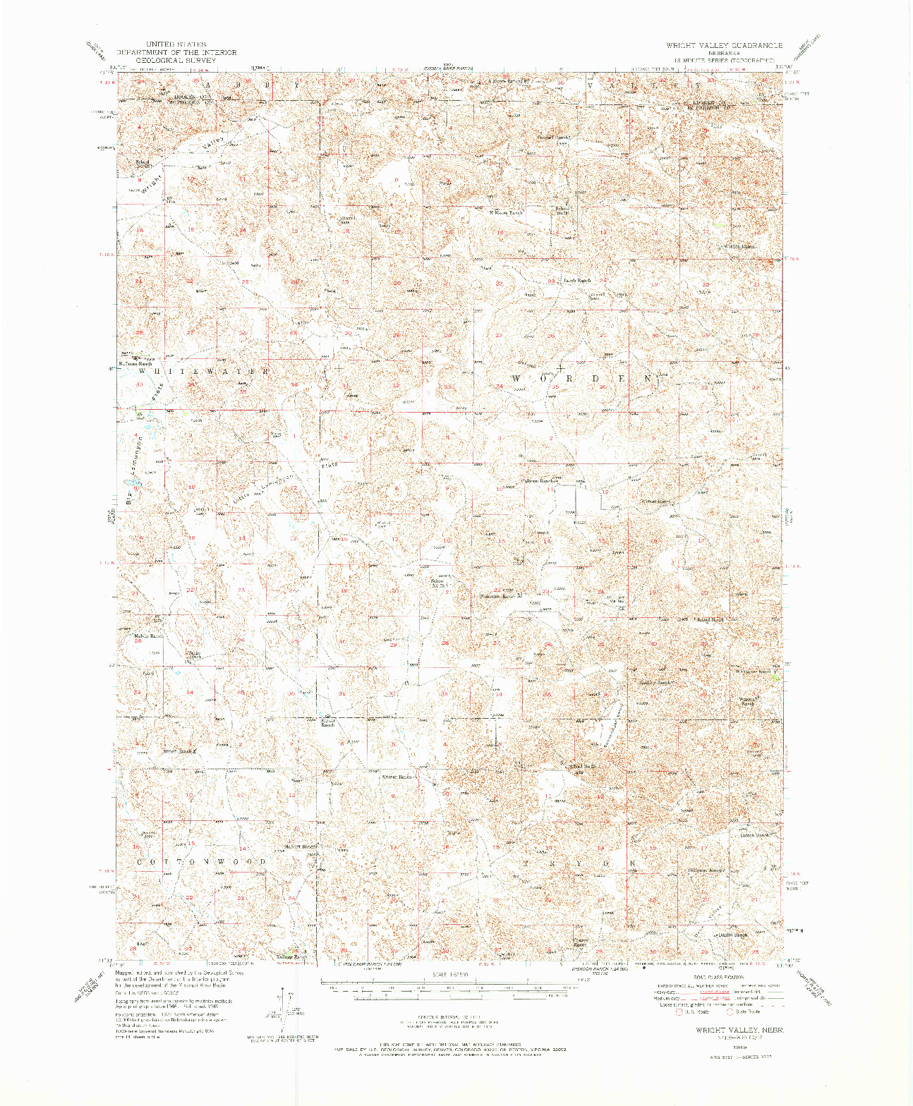 USGS 1:62500-SCALE QUADRANGLE FOR WRIGHT VALLEY, NE 1949