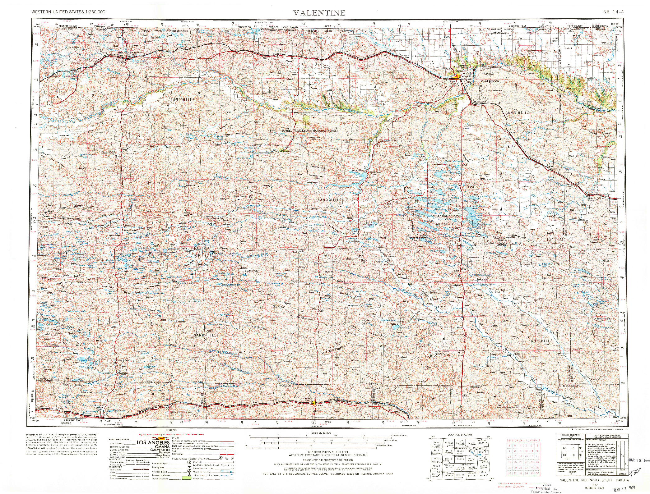 USGS 1:250000-SCALE QUADRANGLE FOR VALENTINE, NE 1957