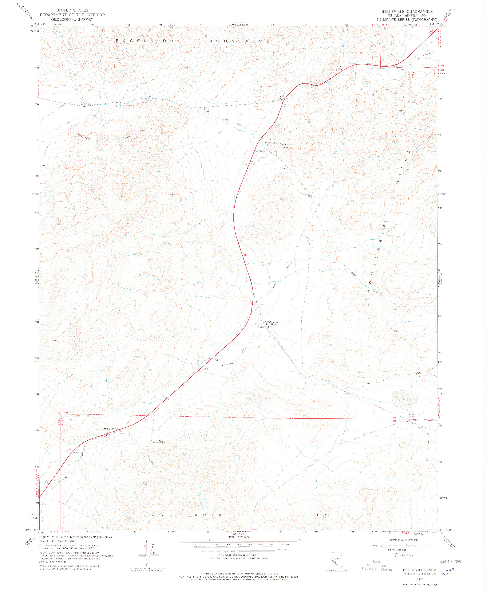 USGS 1:24000-SCALE QUADRANGLE FOR BELLEVILLE, NV 1967