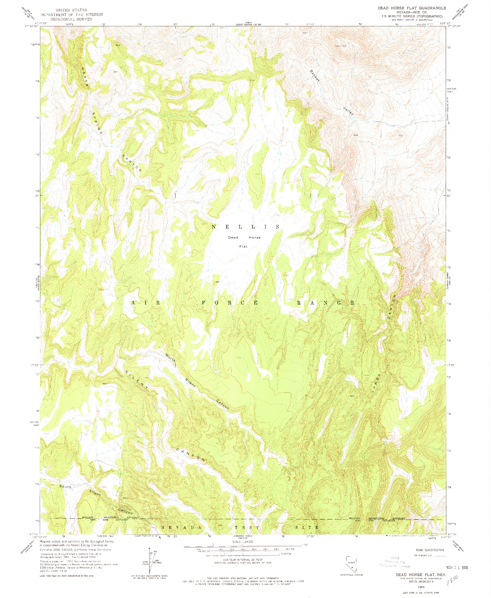 USGS 1:24000-SCALE QUADRANGLE FOR DEAD HORSE FLAT, NV 1963