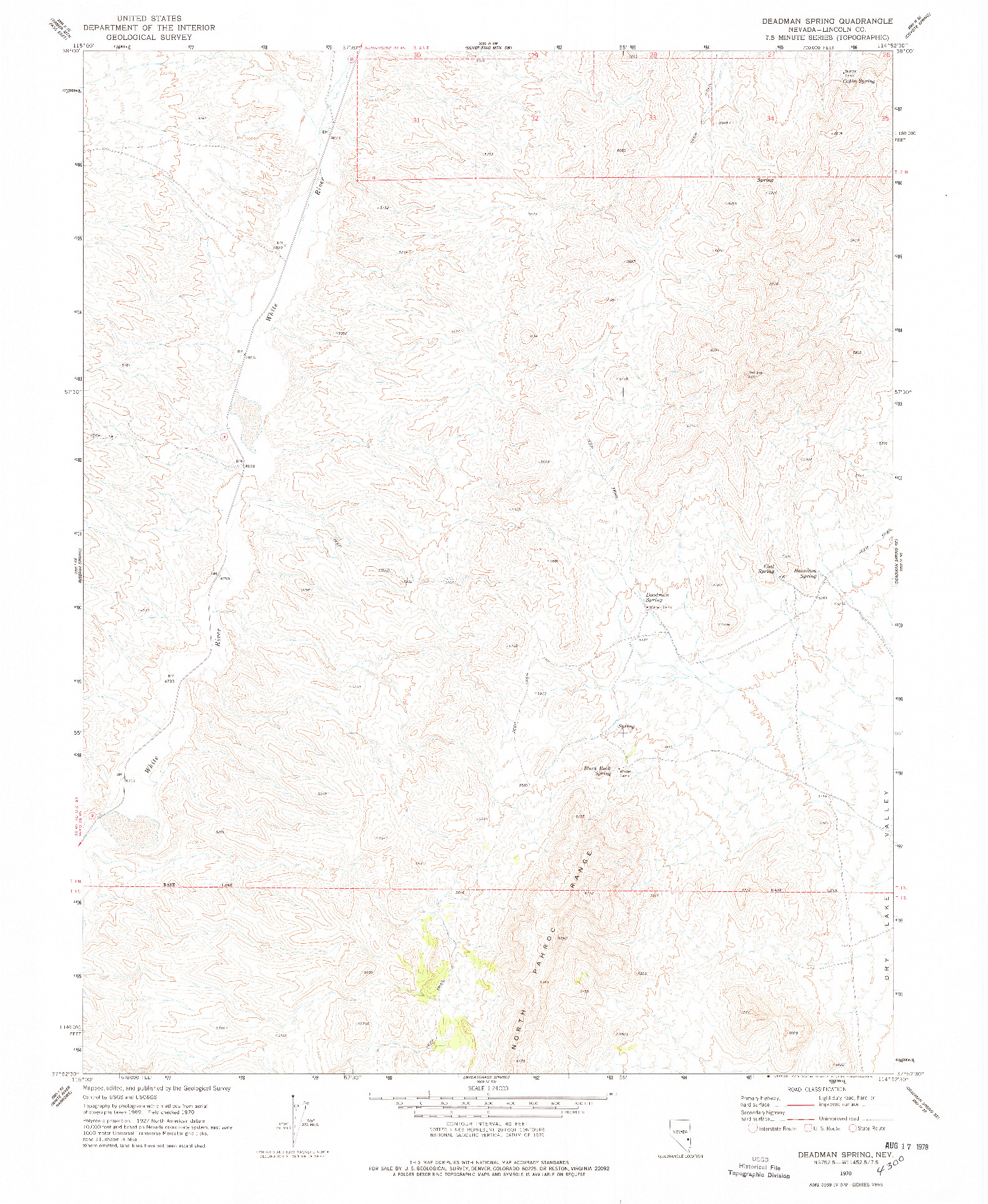 USGS 1:24000-SCALE QUADRANGLE FOR DEADMAN SPRING, NV 1970