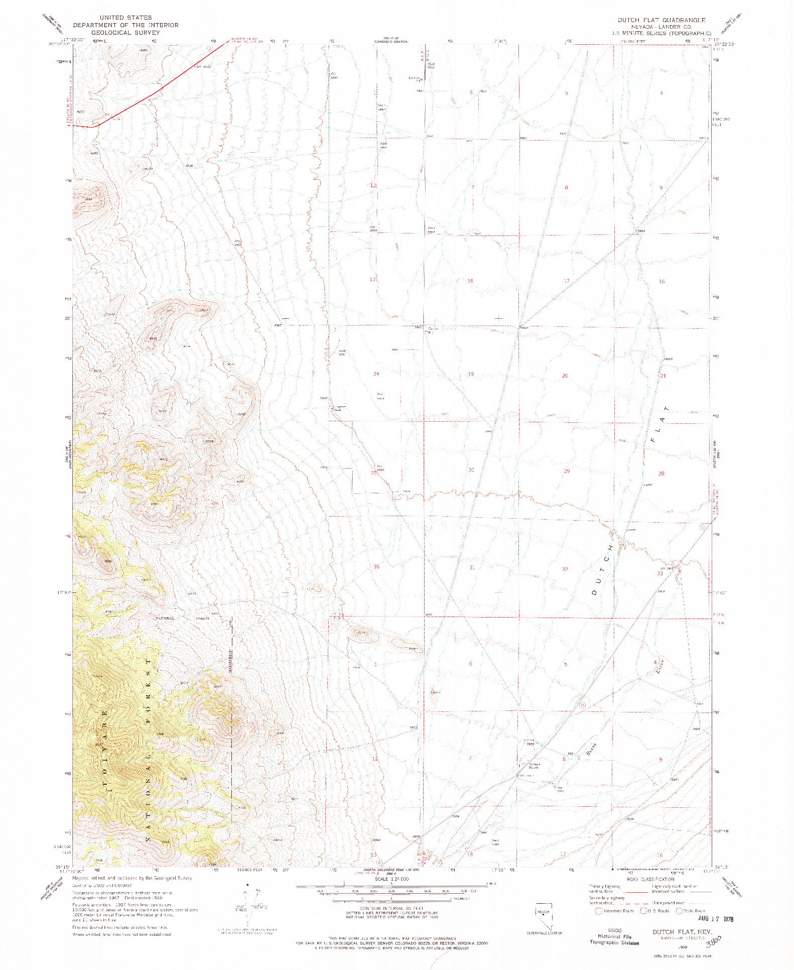 USGS 1:24000-SCALE QUADRANGLE FOR DUTCH FLAT, NV 1969