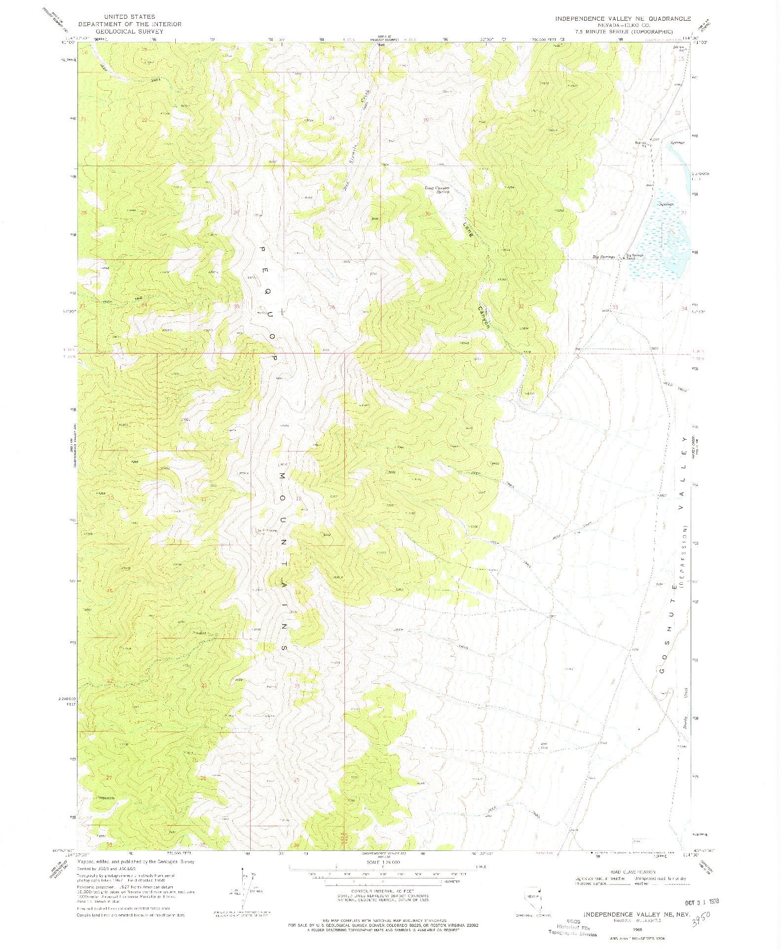 USGS 1:24000-SCALE QUADRANGLE FOR INDEPENDENCE VALLEY NE, NV 1968
