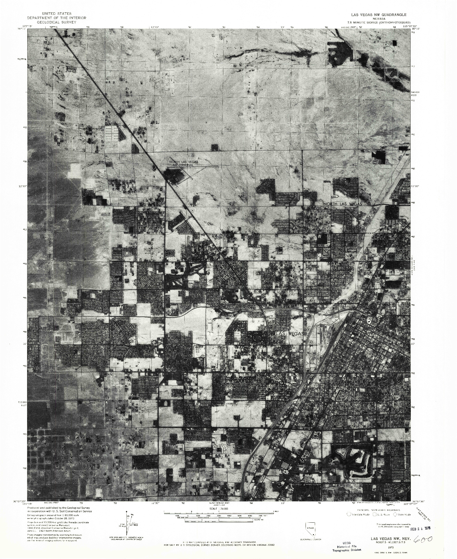 USGS 1:24000-SCALE QUADRANGLE FOR LAS VEGAS NW, NV 1973