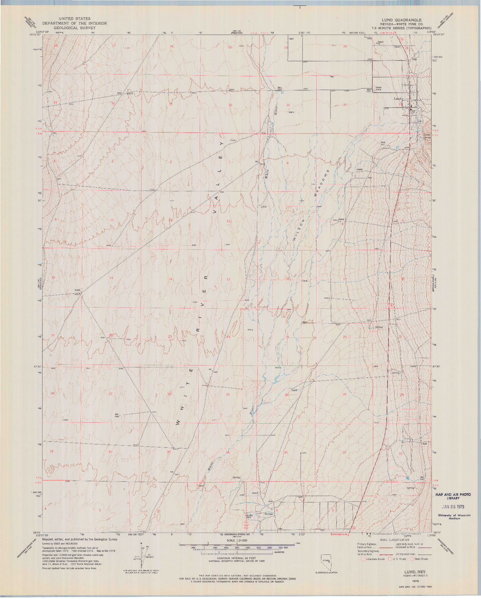USGS 1:24000-SCALE QUADRANGLE FOR LUND, NV 1978