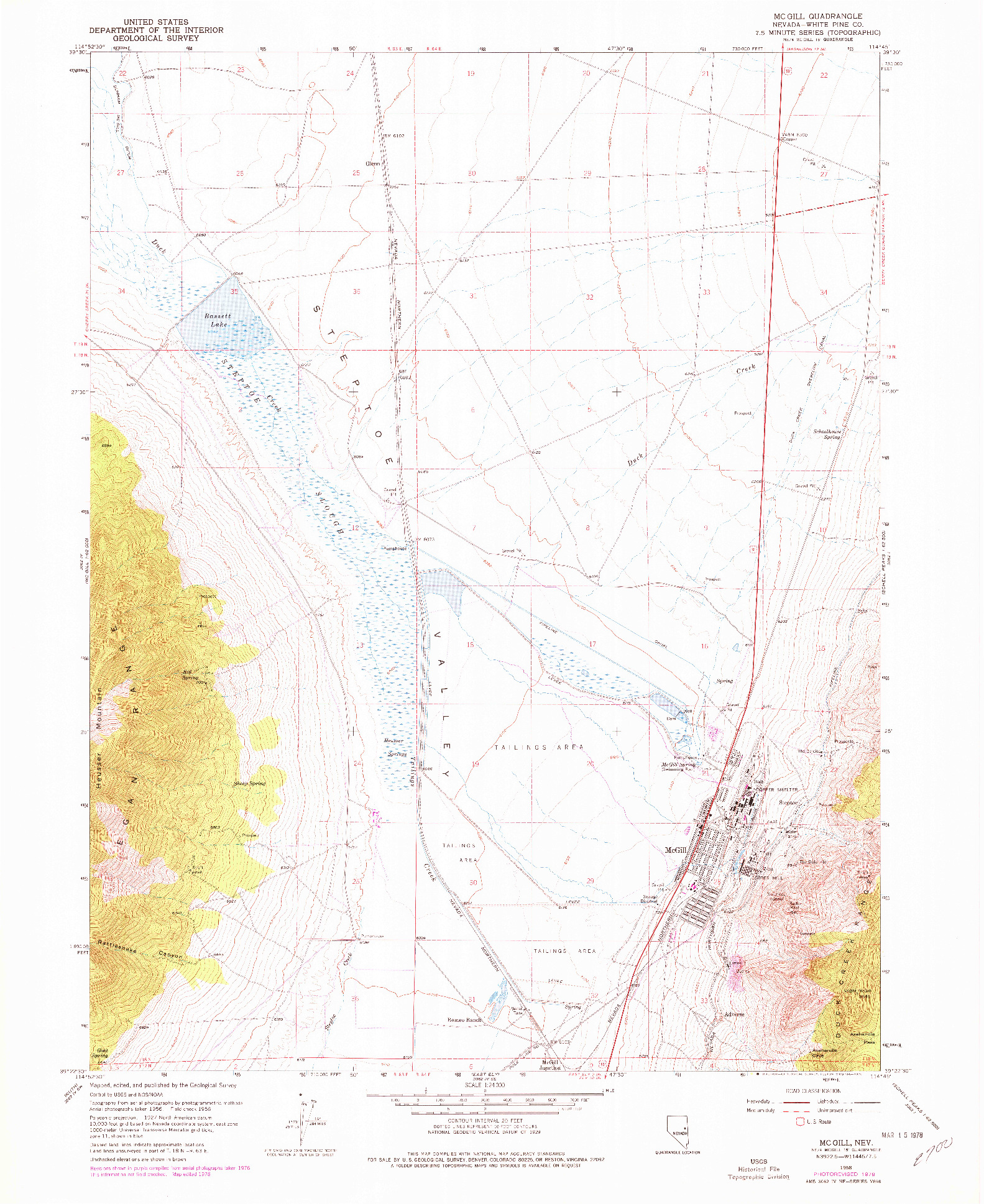 USGS 1:24000-SCALE QUADRANGLE FOR MCGILL, NV 1958