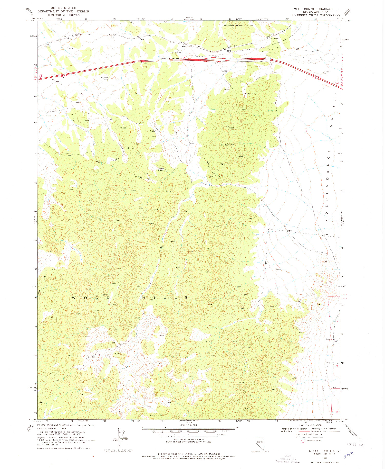 USGS 1:24000-SCALE QUADRANGLE FOR MOOR SUMMIT, NV 1968