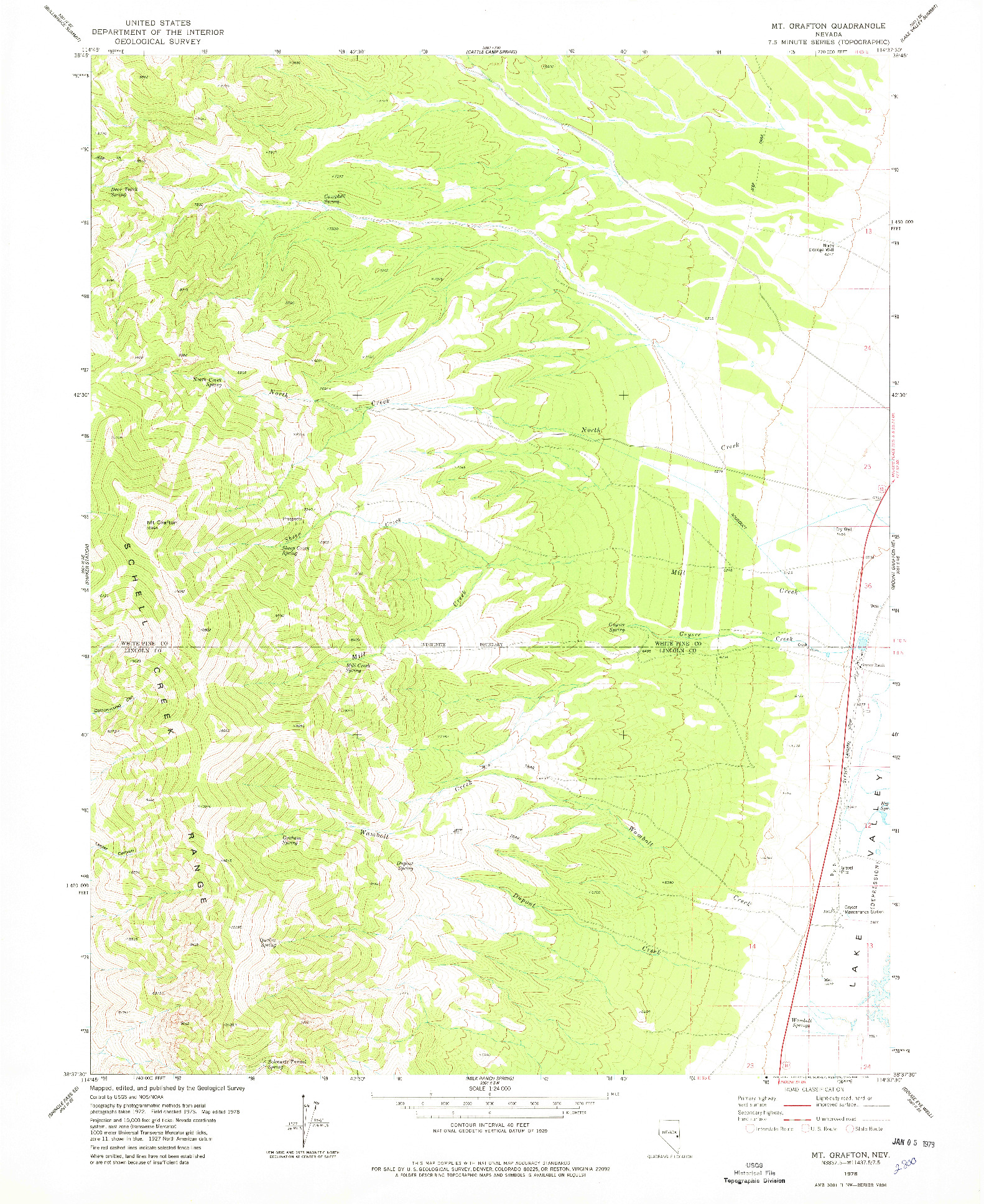 USGS 1:24000-SCALE QUADRANGLE FOR MT. GRAFTON, NV 1978