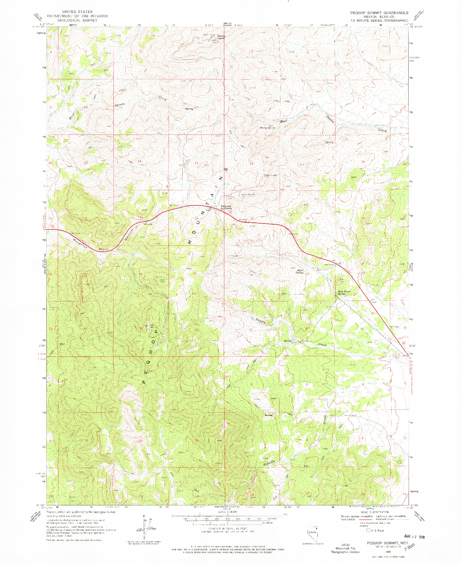 USGS 1:24000-SCALE QUADRANGLE FOR PEQUOP SUMMIT, NV 1968