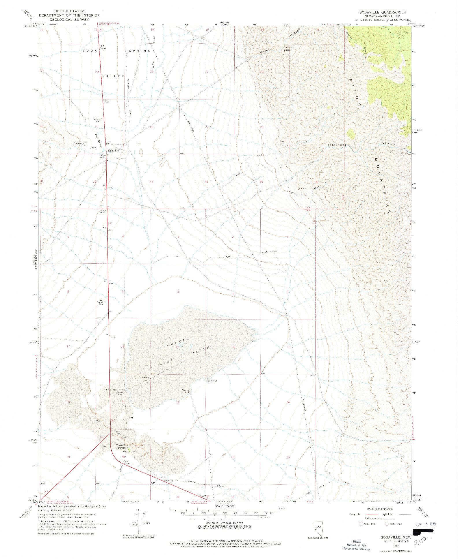 USGS 1:24000-SCALE QUADRANGLE FOR SODAVILLE, NV 1967