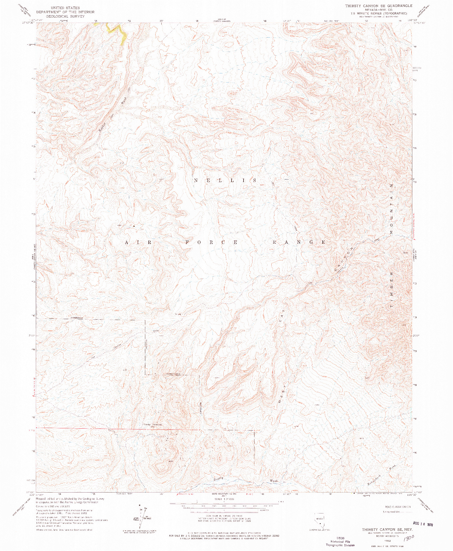 USGS 1:24000-SCALE QUADRANGLE FOR THIRSTY CANYON SE, NV 1962