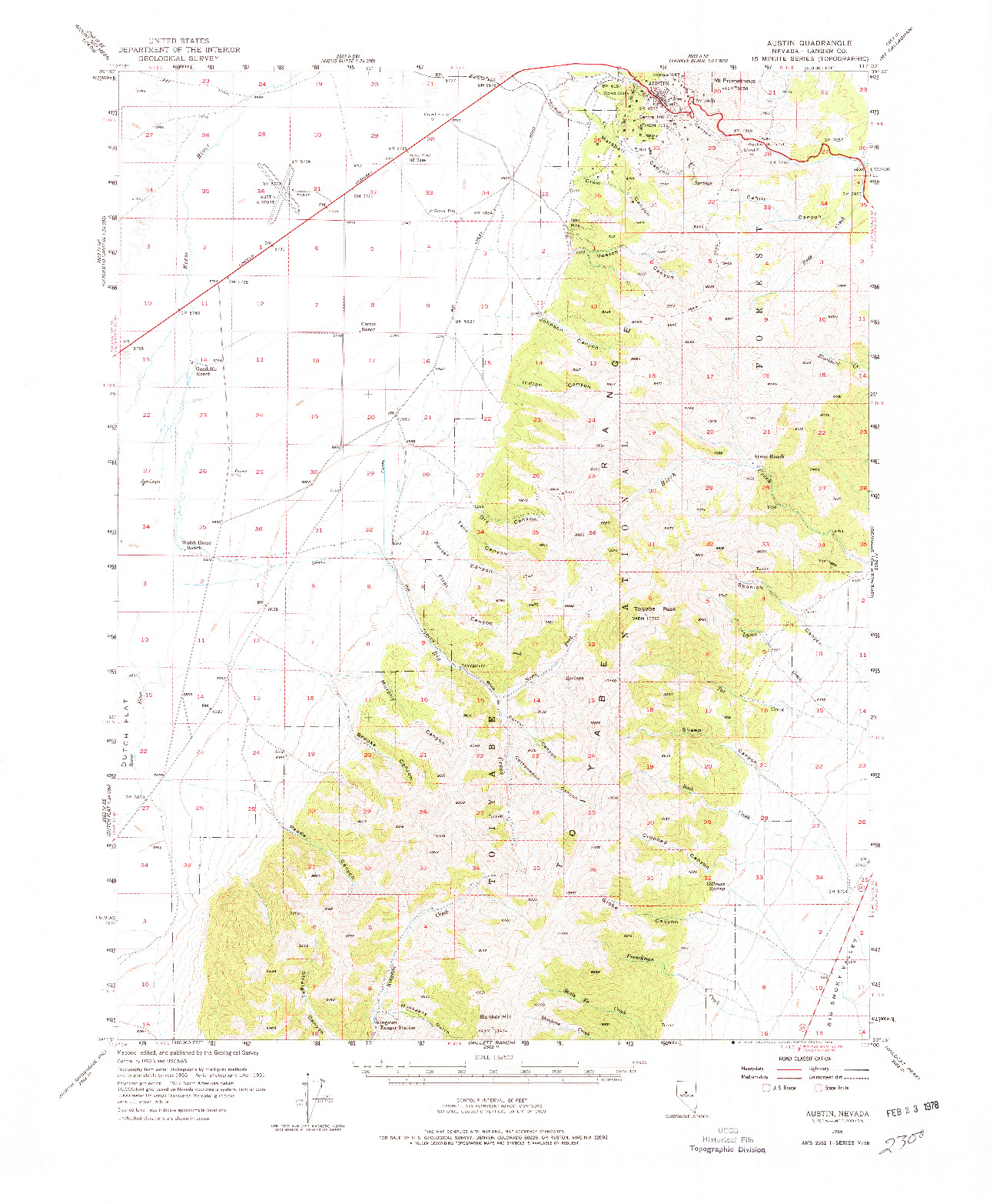 USGS 1:62500-SCALE QUADRANGLE FOR AUSTIN, NV 1956