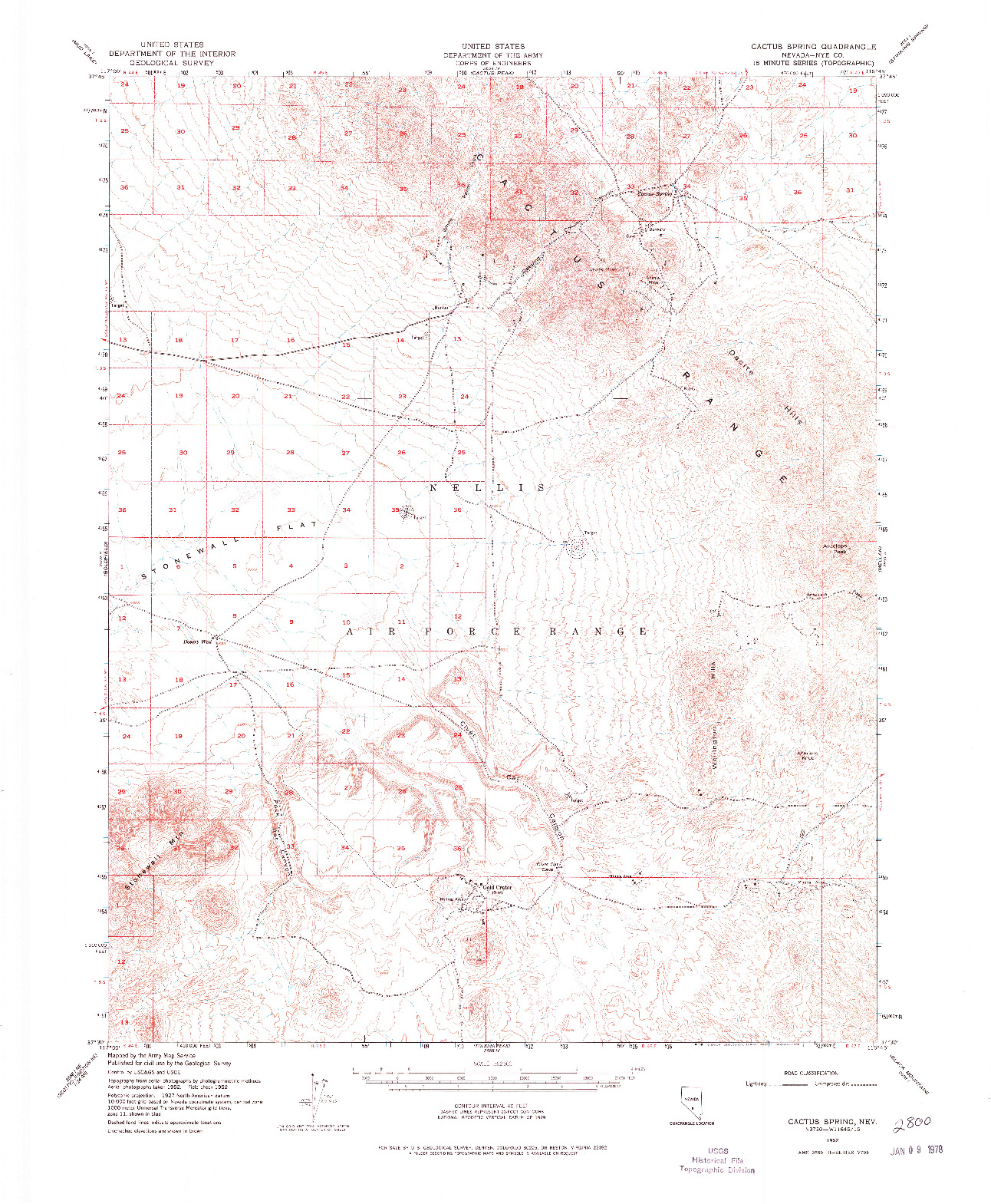 USGS 1:62500-SCALE QUADRANGLE FOR CACTUS SPRING, NV 1952