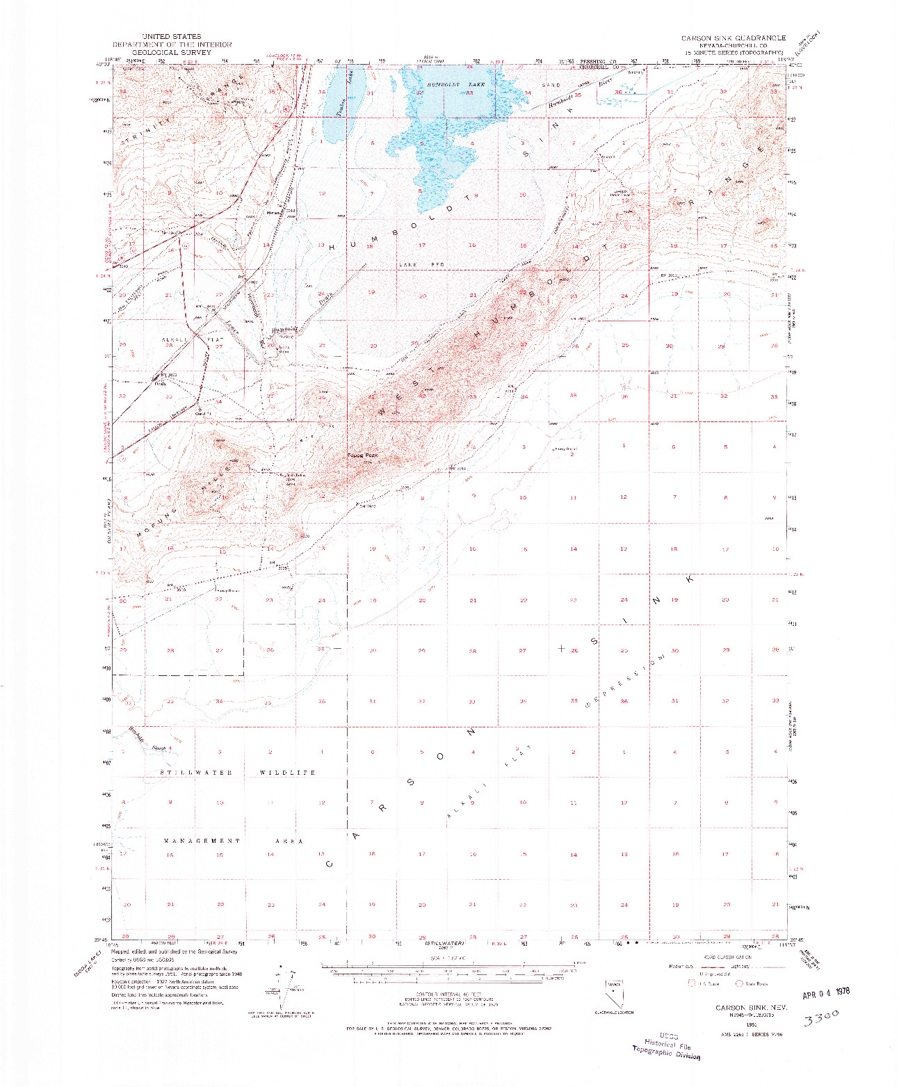 USGS 1:62500-SCALE QUADRANGLE FOR CARSON SINK, NV 1951