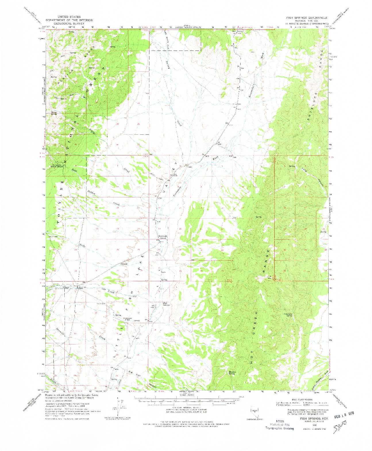 USGS 1:62500-SCALE QUADRANGLE FOR FISH SPRINGS, NV 1968