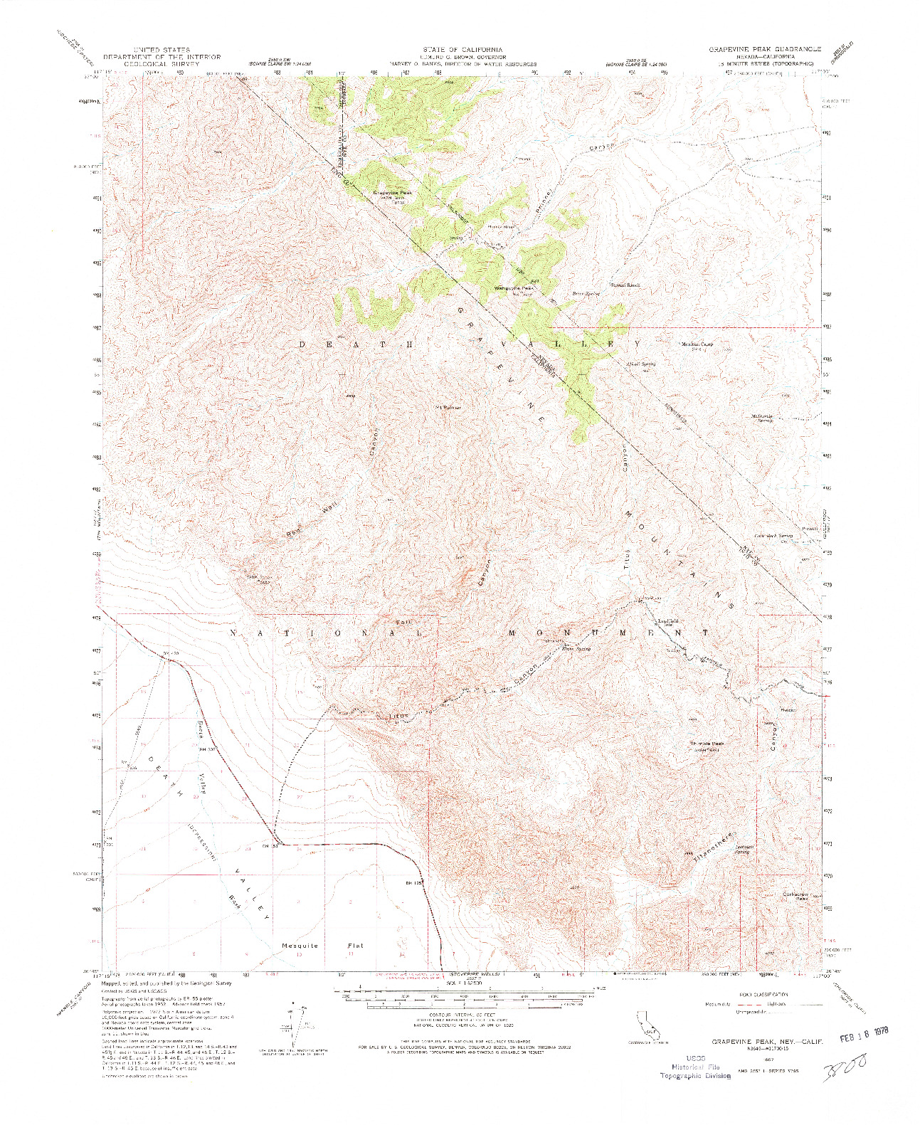 USGS 1:62500-SCALE QUADRANGLE FOR GRAPEVINE PEAK, NV 1957