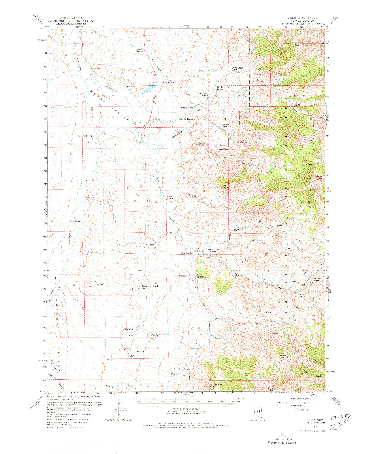 USGS 1:62500-SCALE QUADRANGLE FOR JIGGS, NV 1959