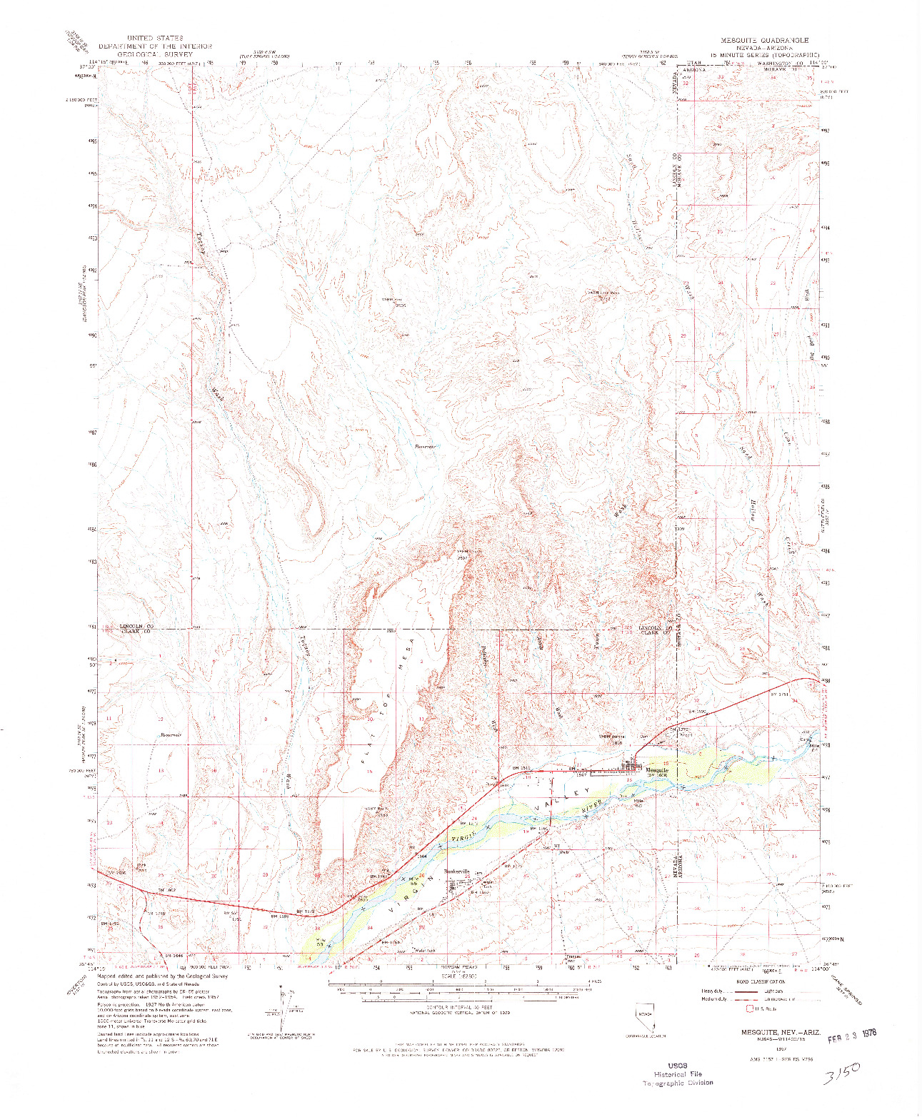 USGS 1:62500-SCALE QUADRANGLE FOR MESQUITE, NV 1957