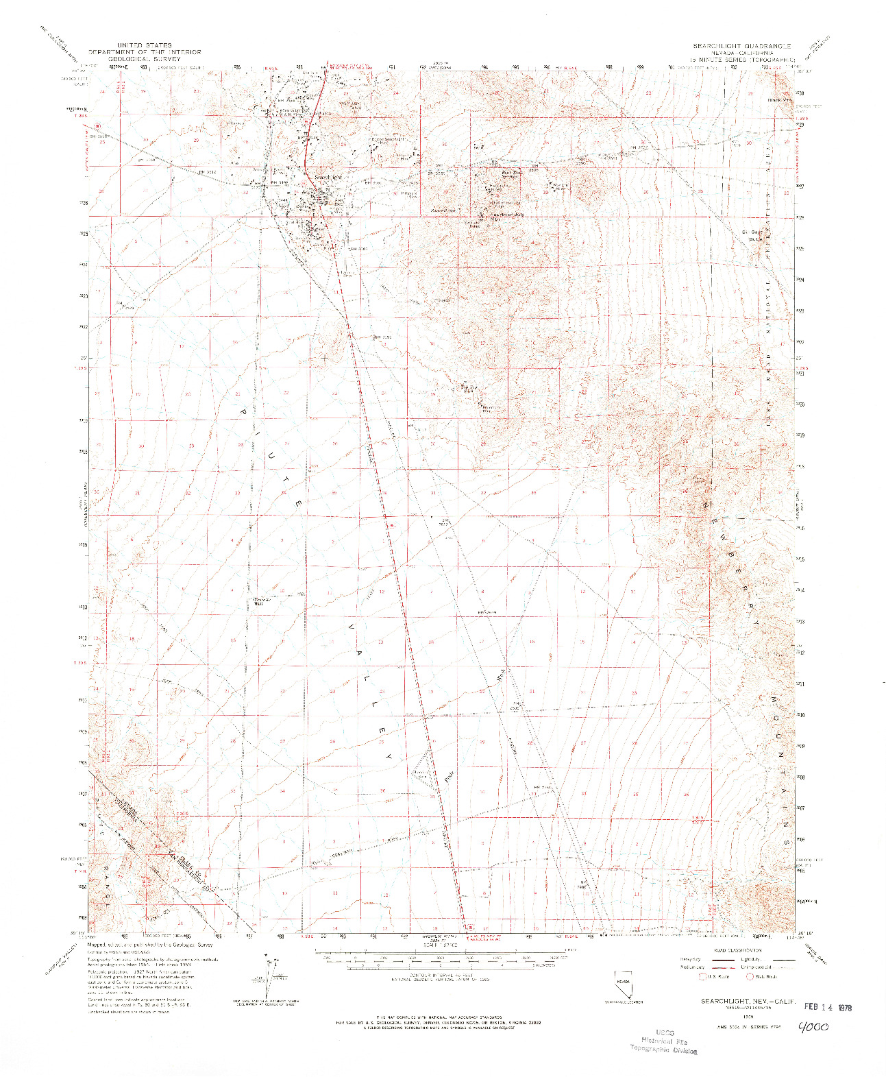 USGS 1:62500-SCALE QUADRANGLE FOR SEARCHLIGHT, NV 1959