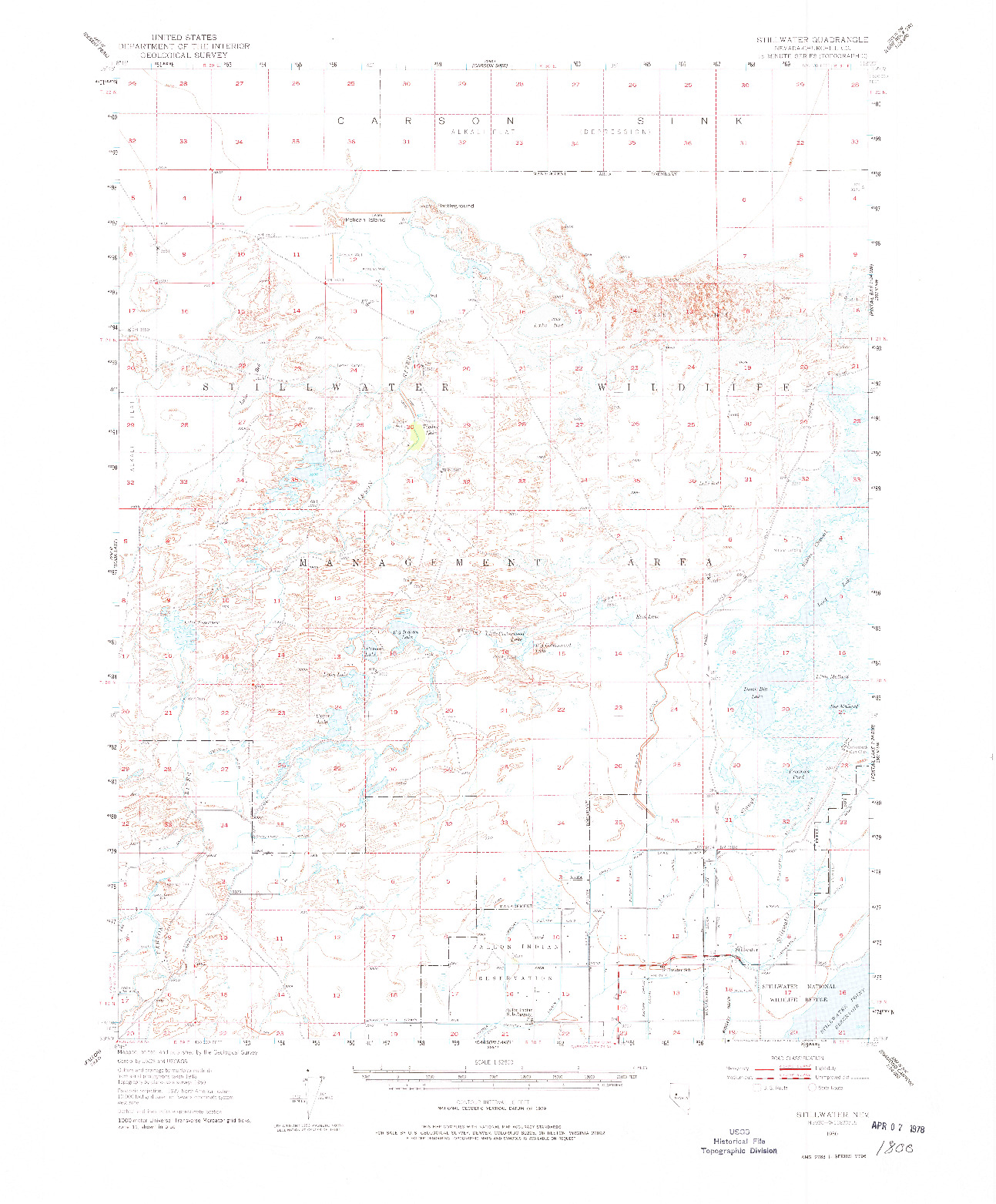 USGS 1:62500-SCALE QUADRANGLE FOR STILLWATER, NV 1950