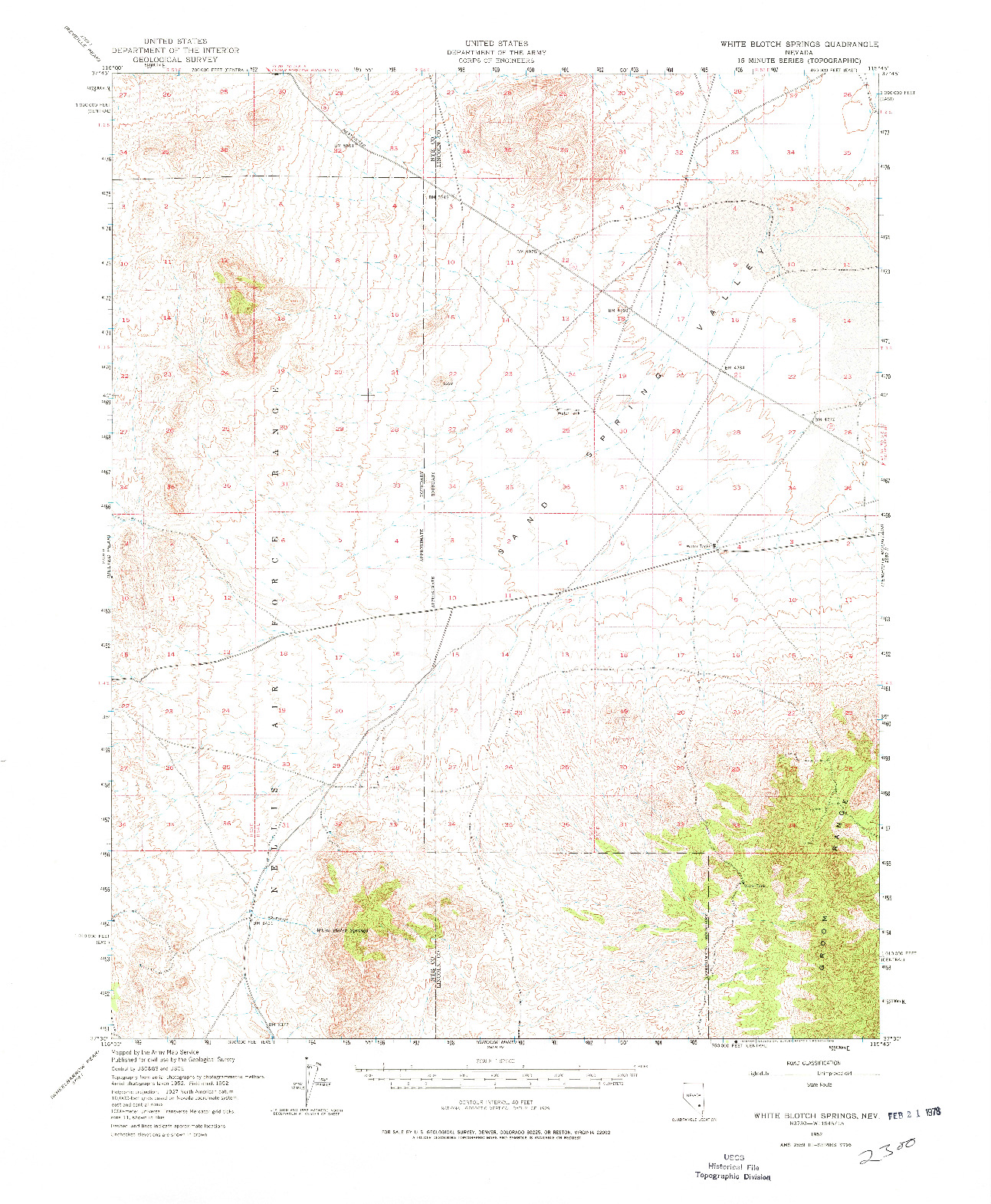 USGS 1:62500-SCALE QUADRANGLE FOR WHITE BLOTCH SPRINGS, NV 1952