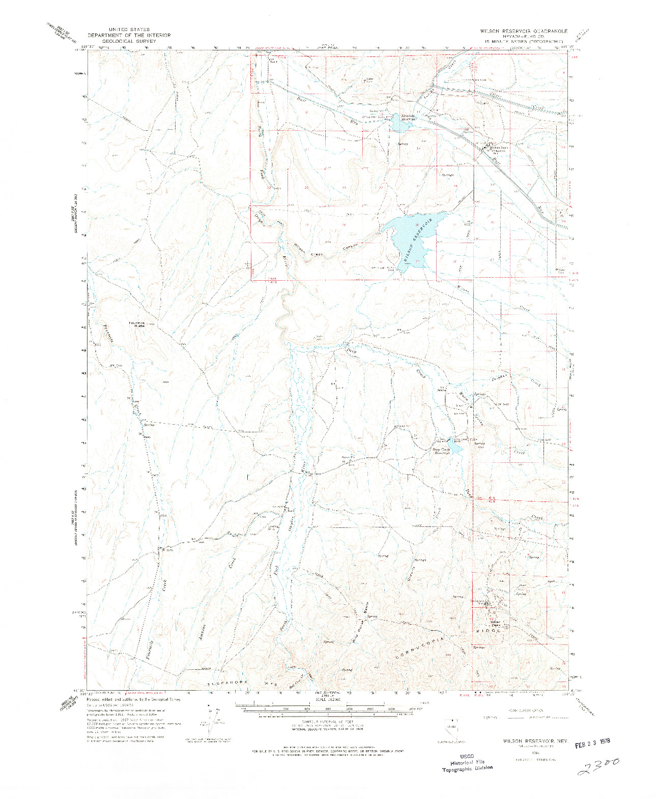 USGS 1:62500-SCALE QUADRANGLE FOR WILSON RESERVOIR, NV 1964