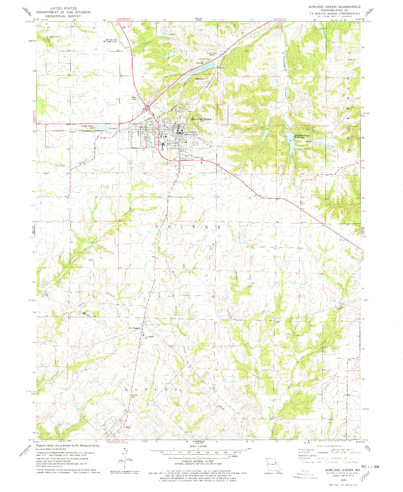 USGS 1:24000-SCALE QUADRANGLE FOR BOWLING GREEN, MO 1978