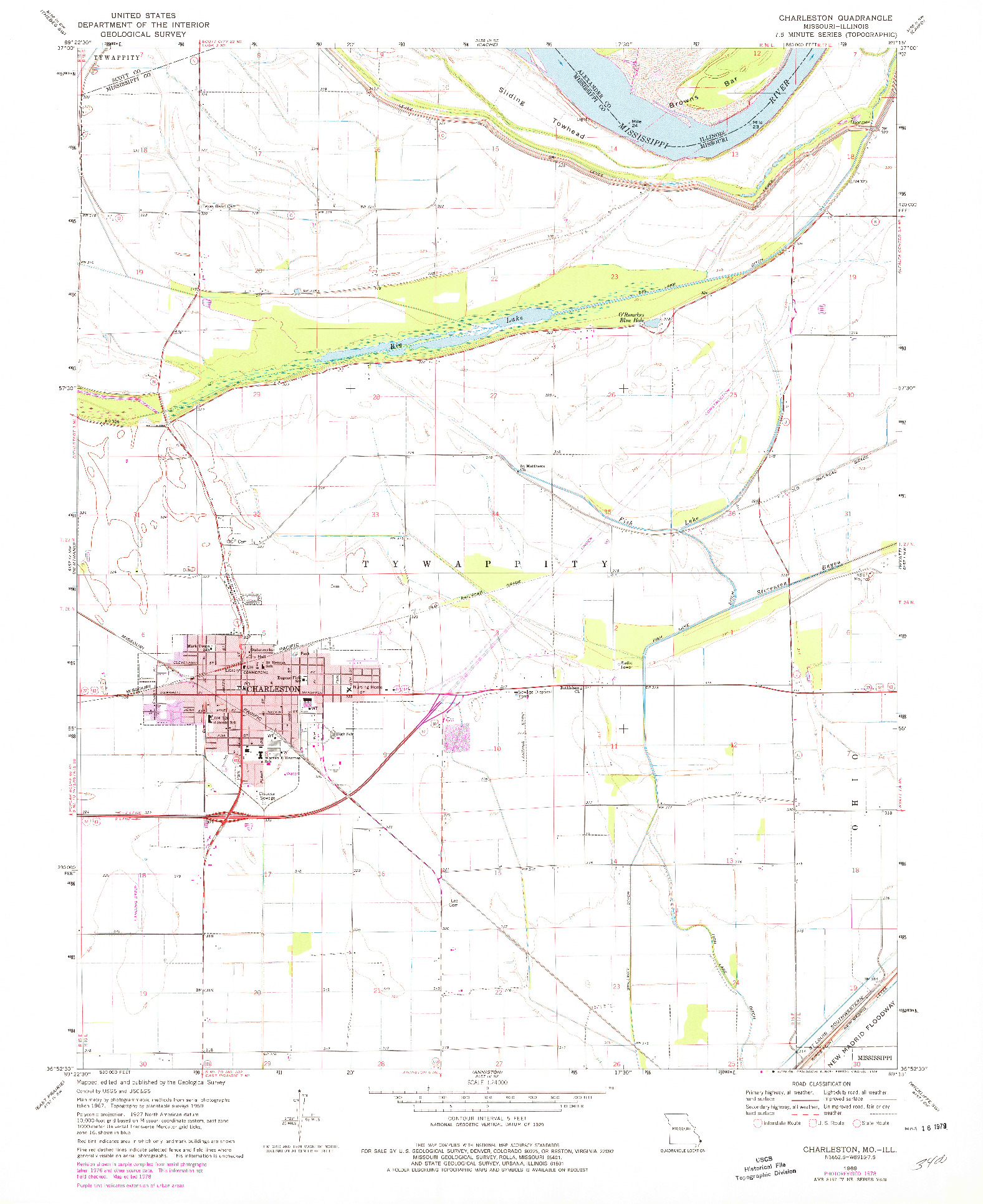 USGS 1:24000-SCALE QUADRANGLE FOR CHARLESTON, MO 1969