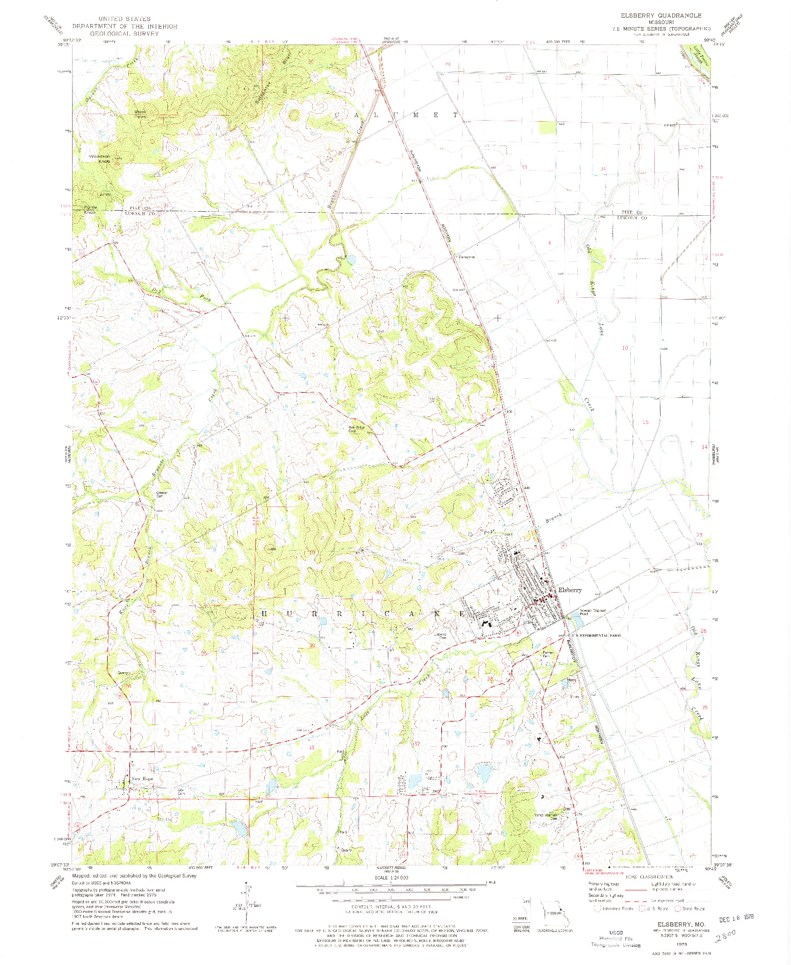 USGS 1:24000-SCALE QUADRANGLE FOR ELSBERRY, MO 1975