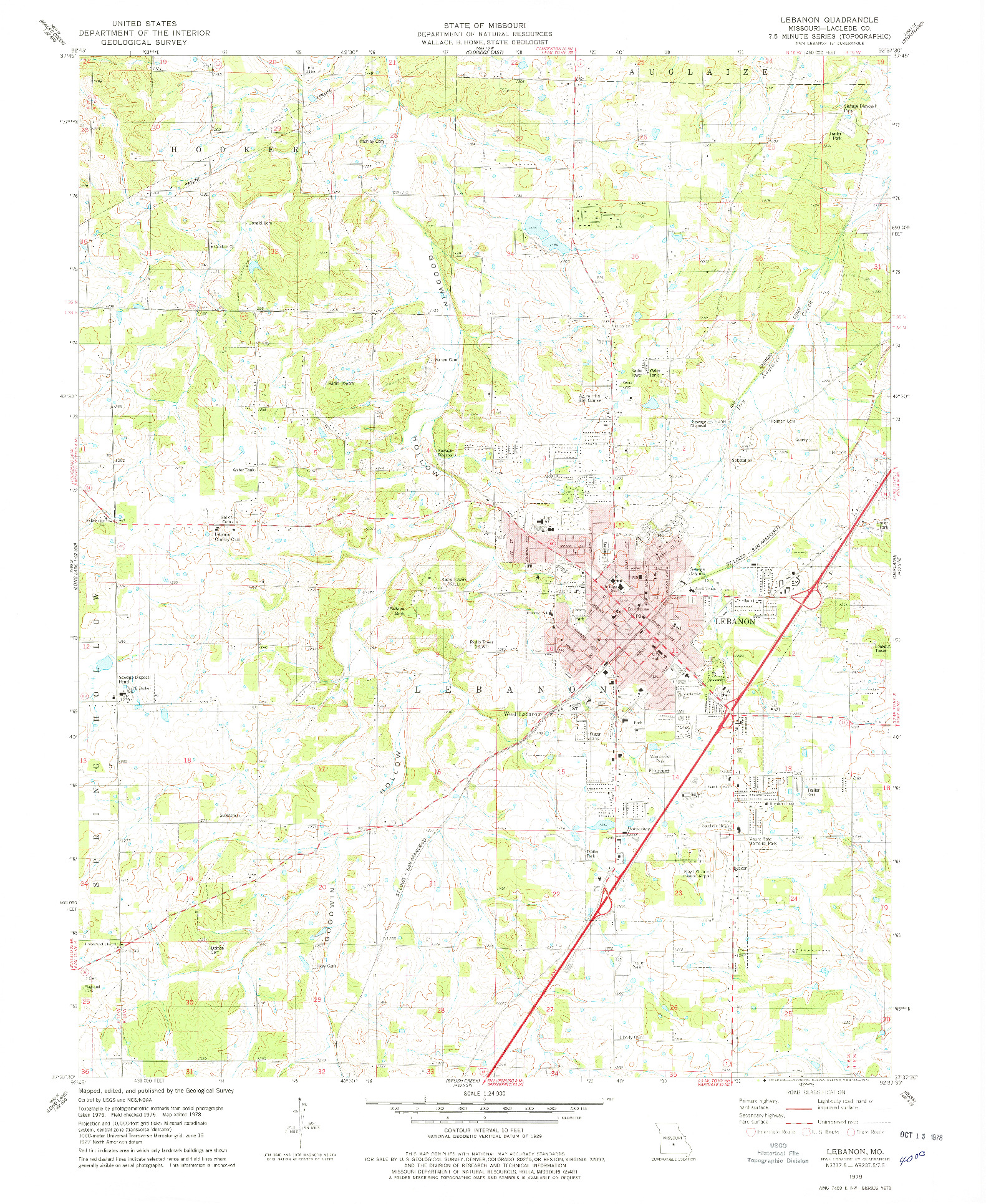 USGS 1:24000-SCALE QUADRANGLE FOR LEBANON, MO 1978