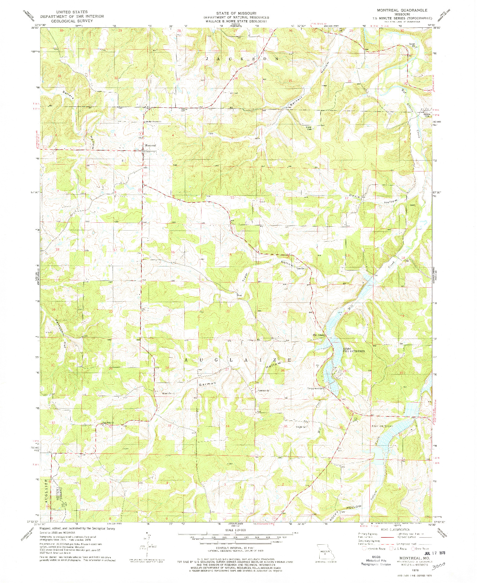 USGS 1:24000-SCALE QUADRANGLE FOR MONTREAL, MO 1976