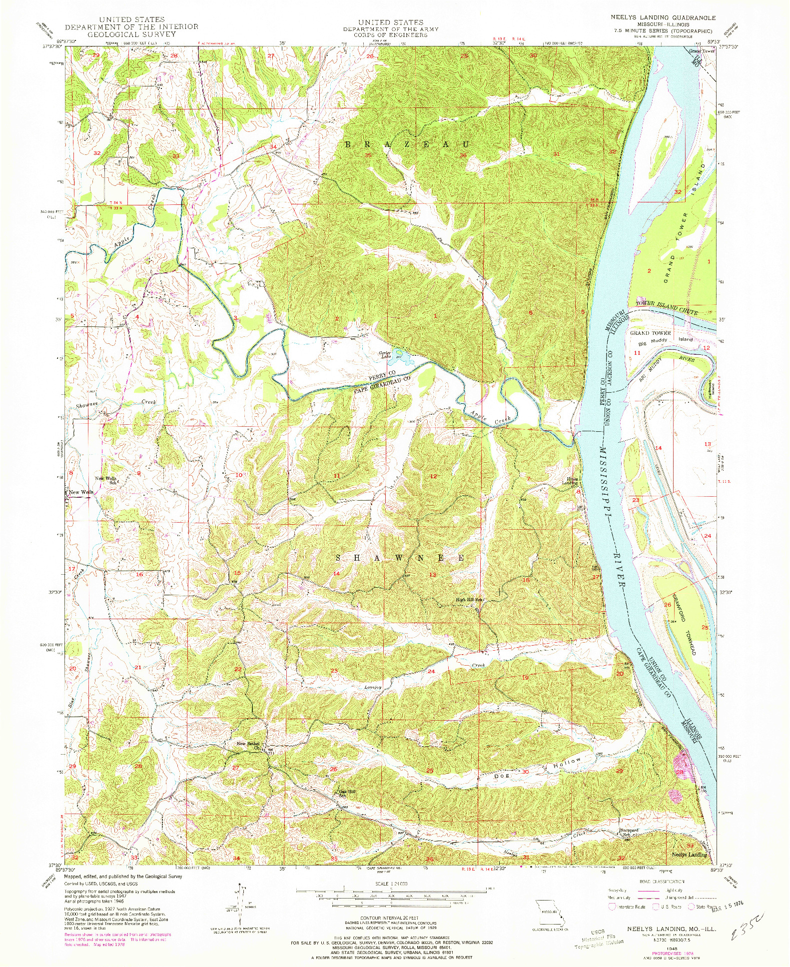 USGS 1:24000-SCALE QUADRANGLE FOR NEELYS LANDING, MO 1948