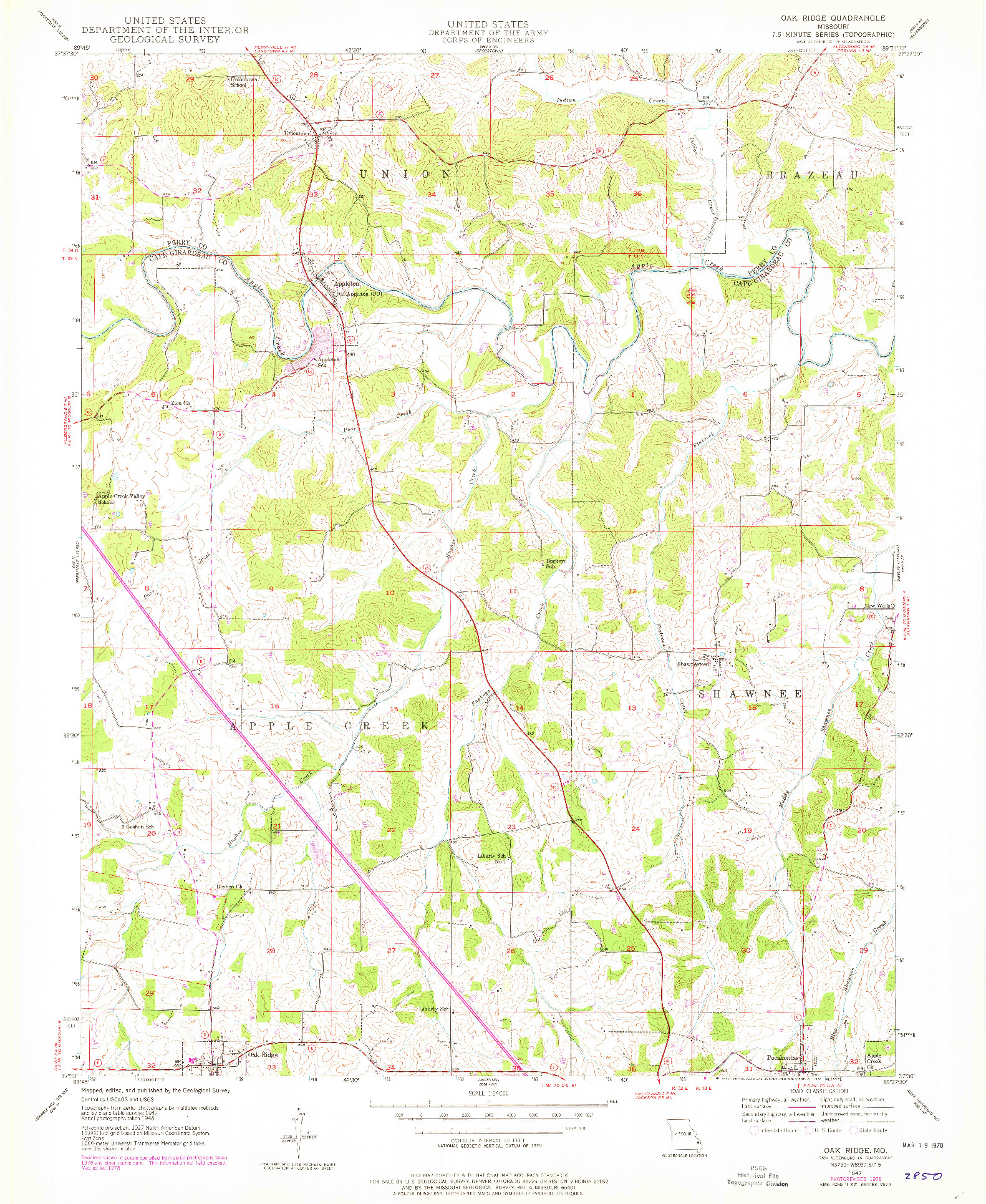 USGS 1:24000-SCALE QUADRANGLE FOR OAK RIDGE, MO 1947