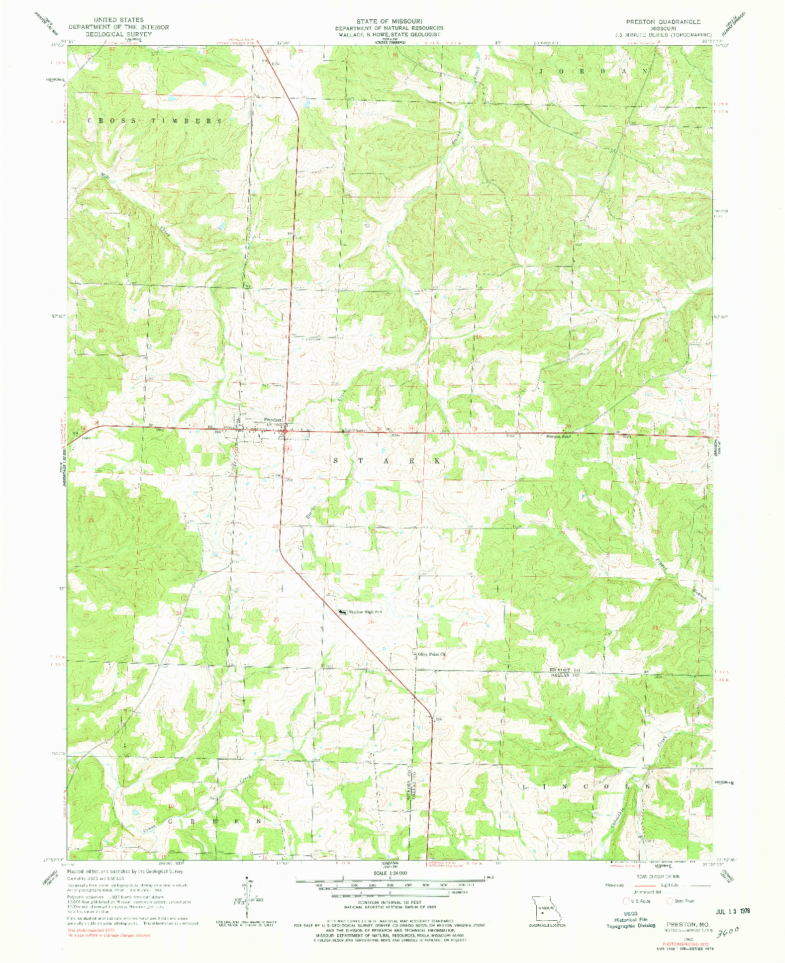 USGS 1:24000-SCALE QUADRANGLE FOR PRESTON, MO 1960