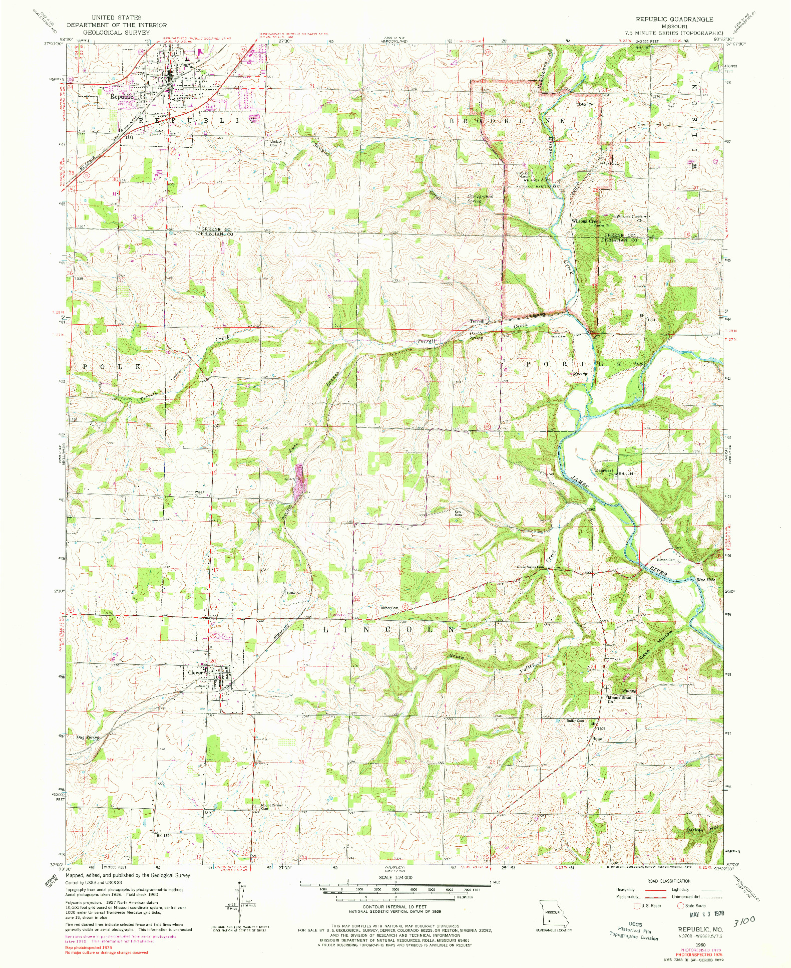 USGS 1:24000-SCALE QUADRANGLE FOR REPUBLIC, MO 1960