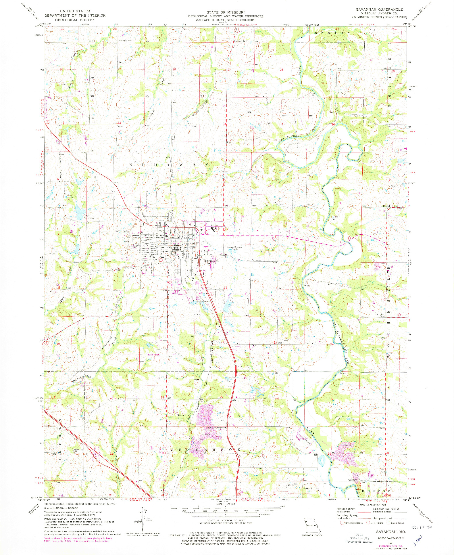 USGS 1:24000-SCALE QUADRANGLE FOR SAVANNAH, MO 1971