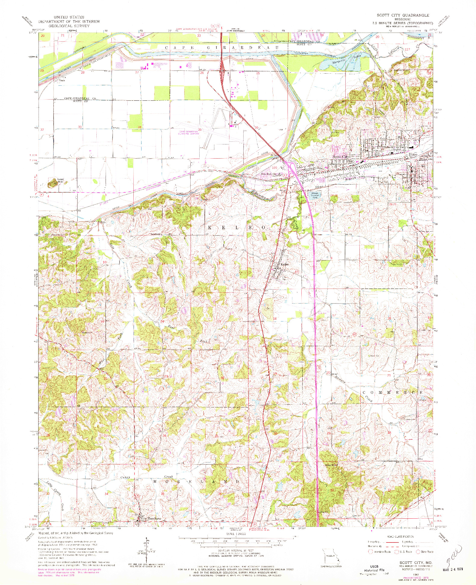 USGS 1:24000-SCALE QUADRANGLE FOR SCOTT CITY, MO 1963