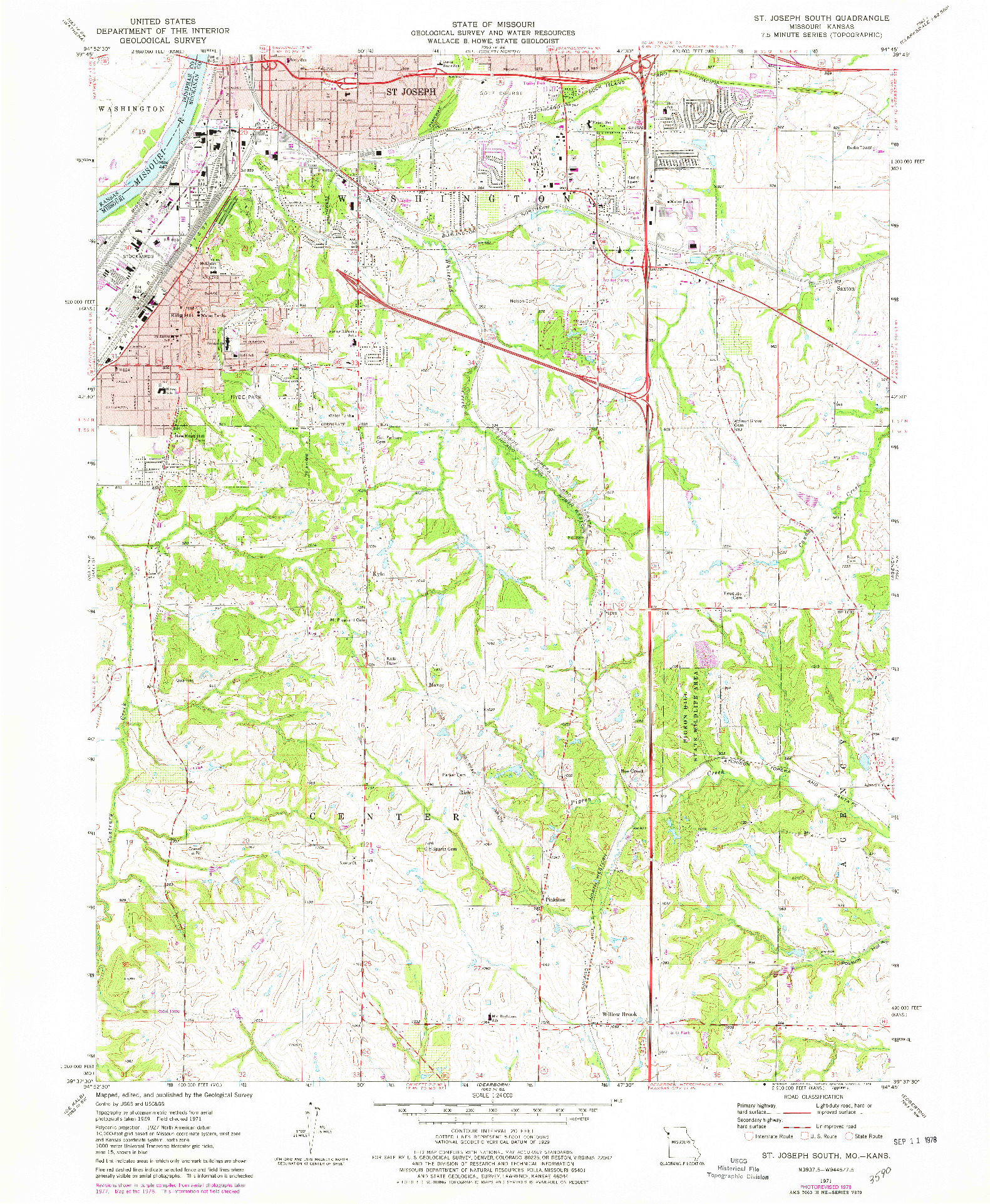 USGS 1:24000-SCALE QUADRANGLE FOR ST. JOSEPH SOUTH, MO 1971