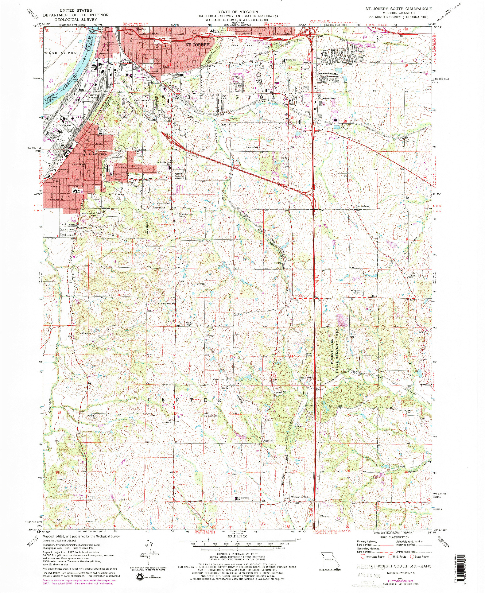 USGS 1:24000-SCALE QUADRANGLE FOR ST. JOSEPH SOUTH, MO 1971