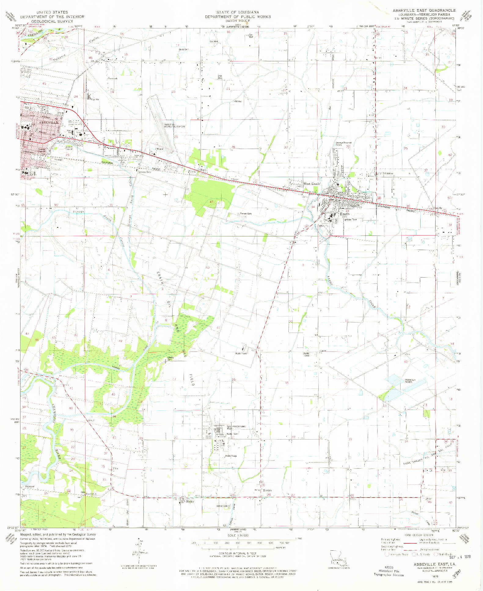 USGS 1:24000-SCALE QUADRANGLE FOR ABBEVILLE EAST, LA 1975