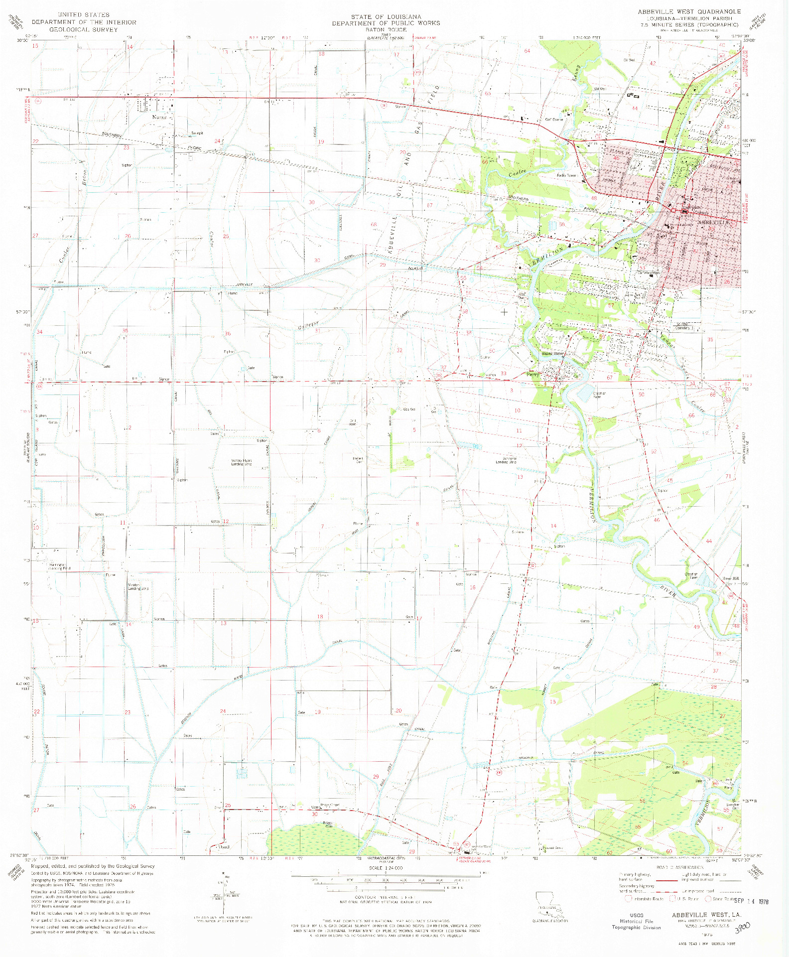 USGS 1:24000-SCALE QUADRANGLE FOR ABBEVILLE WEST, LA 1975