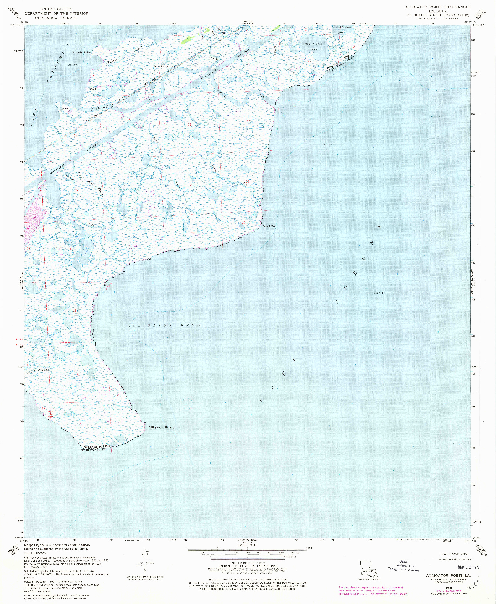 USGS 1:24000-SCALE QUADRANGLE FOR ALLIGATOR POINT, LA 1968