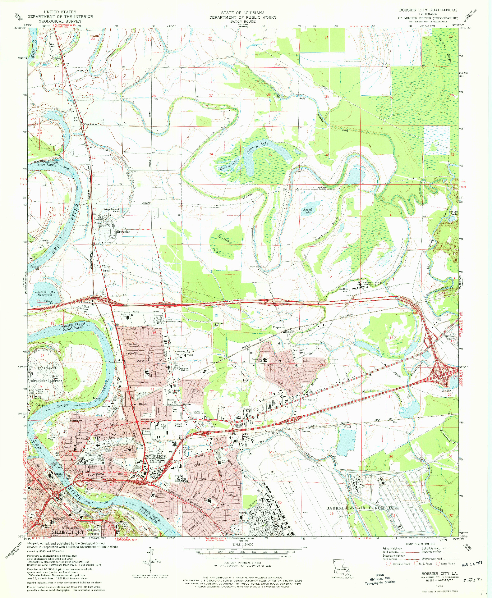 USGS 1:24000-SCALE QUADRANGLE FOR BOSSIER CITY, LA 1975