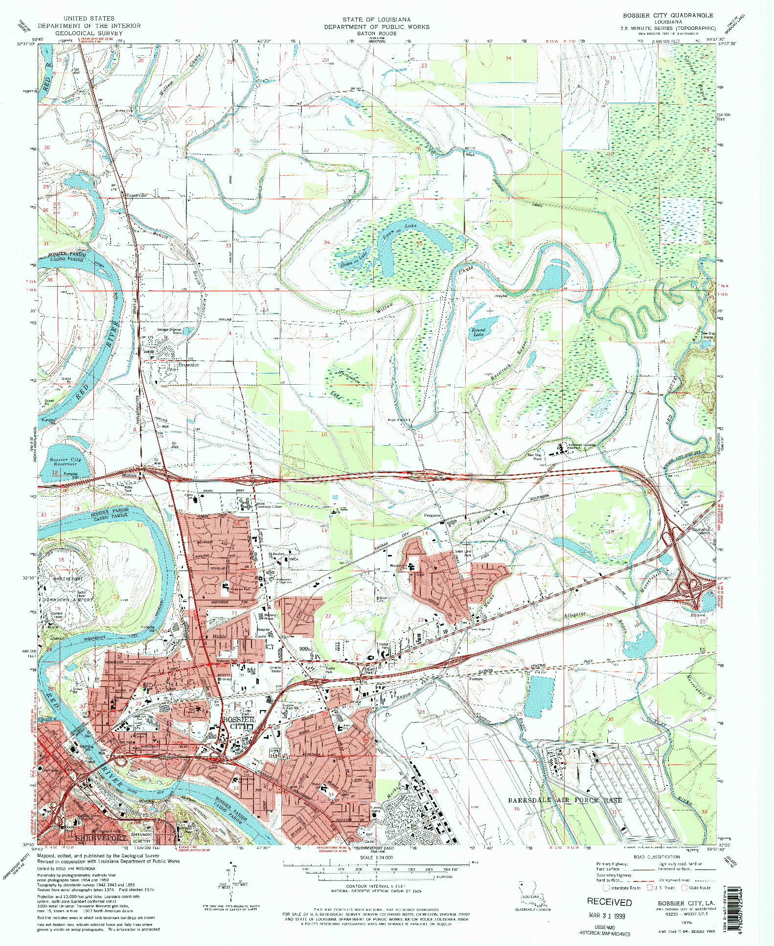 USGS 1:24000-SCALE QUADRANGLE FOR BOSSIER CITY, LA 1975