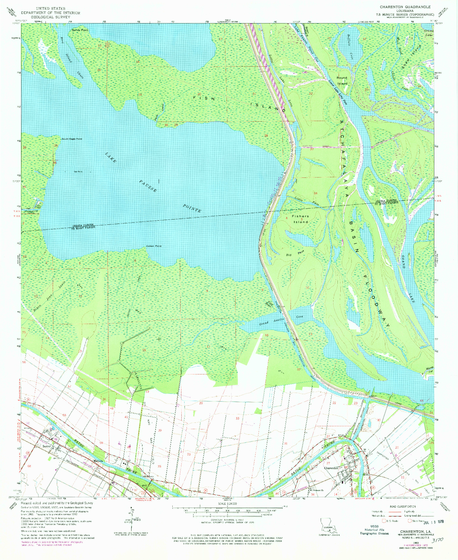 USGS 1:24000-SCALE QUADRANGLE FOR CHARENTON, LA 1963