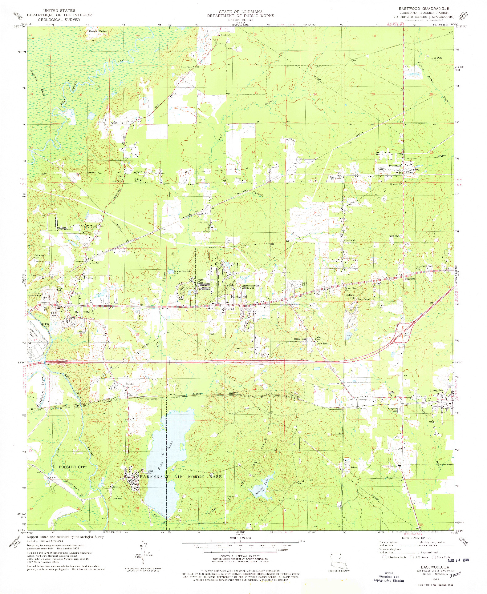 USGS 1:24000-SCALE QUADRANGLE FOR EASTWOOD, LA 1975