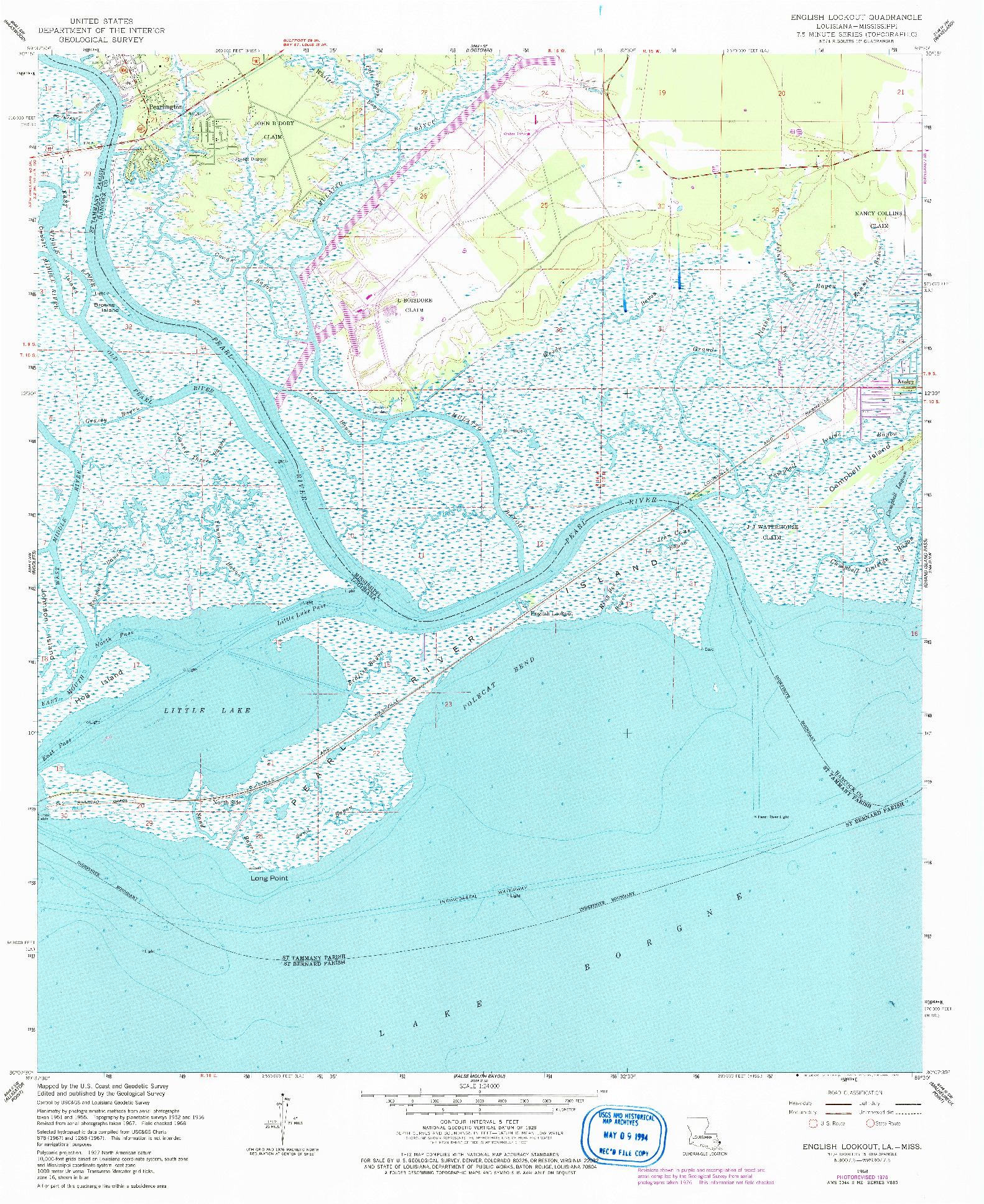 USGS 1:24000-SCALE QUADRANGLE FOR ENGLISH LOOKOUT, LA 1968