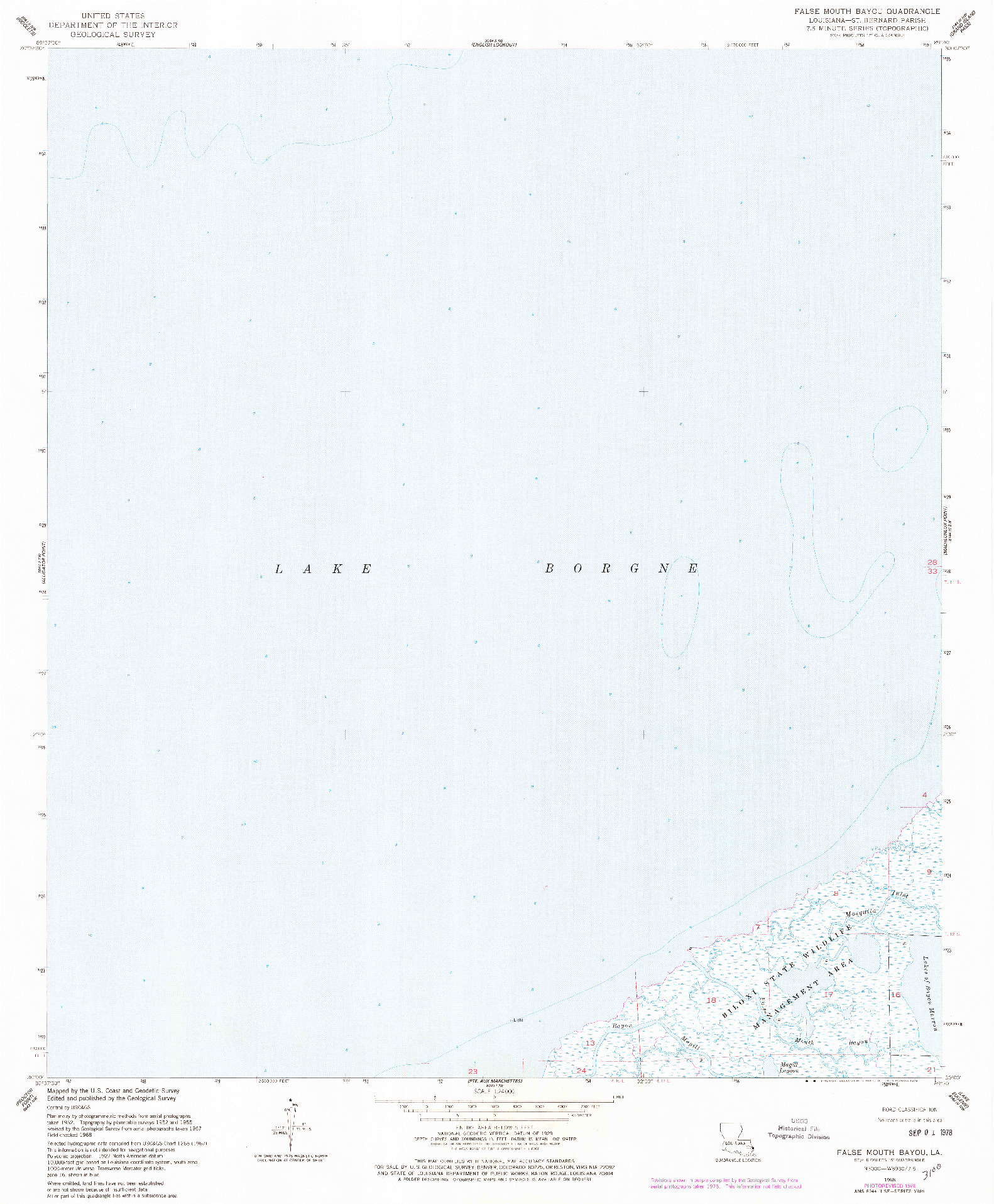 USGS 1:24000-SCALE QUADRANGLE FOR FALSE MOUTH BAYOU, LA 1968