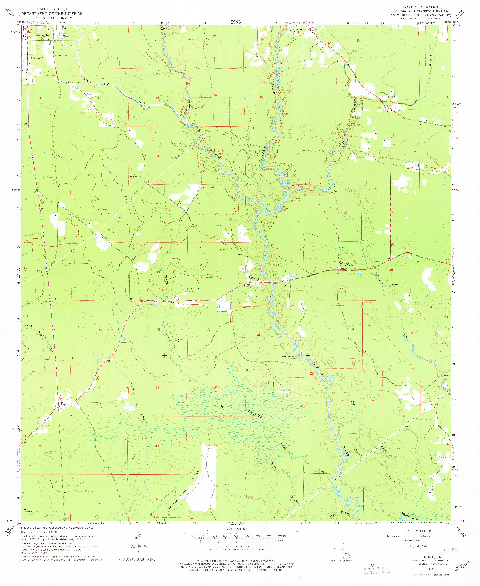 USGS 1:24000-SCALE QUADRANGLE FOR FROST, LA 1963